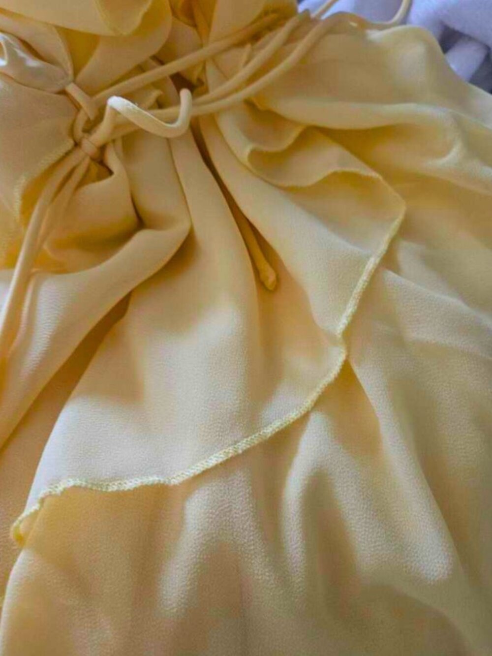 Women's Yellow Halter Tiered Chiffon Maxi Dress Wedding Guest Formal Party Gown - Picture 4 of 4